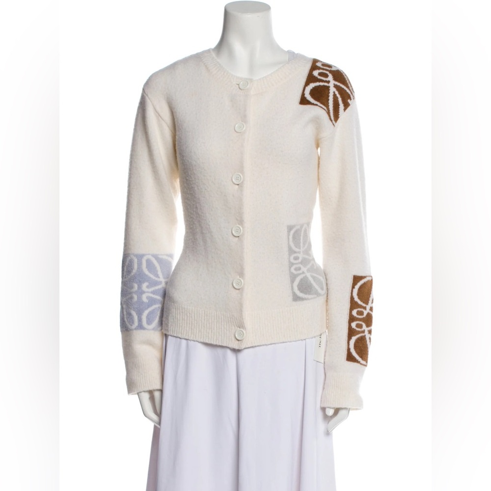 Loewe Cream and Brown Cardigan